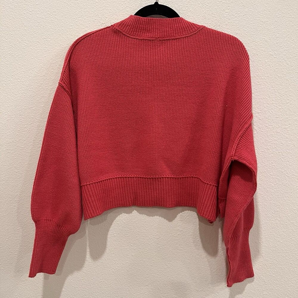 Free People Easy Street Crop Pullover Sweater in Pink Size XS Fall Boho - Picture 7 of 9